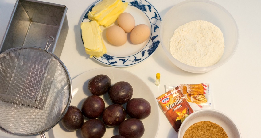 Mehr Zutaten braucht es nicht für den Maracuja Kuchen!